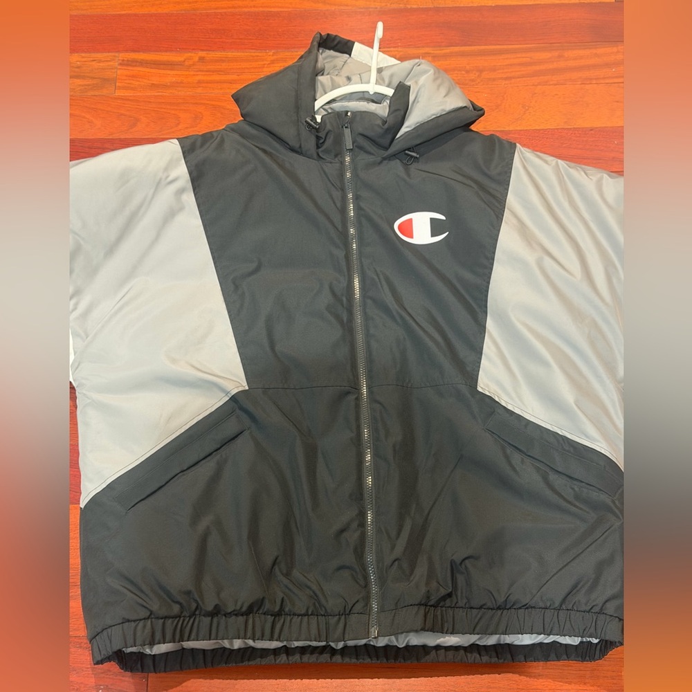 Champion Men’s  Two-Tone Black and Gray Puffer Jacket